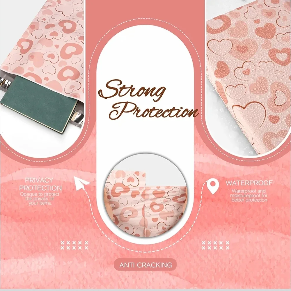 25 Heart Polymailers 6x9